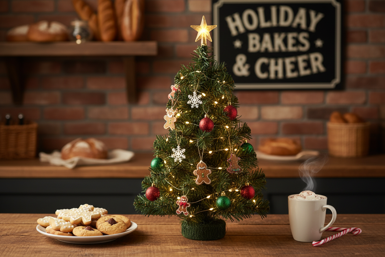 Mini Tabletop Christmas Tree | Ornament Set Included | Small-Space Decoration